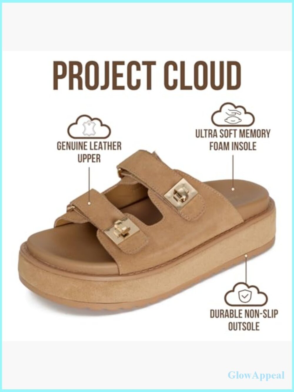 Memory Foam Slide Sandals with Adjustable Buckle - Non Slip - Picture 2 of 5